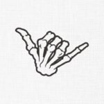 Skull hand peace sign Embroidery Design - 5 Sizes