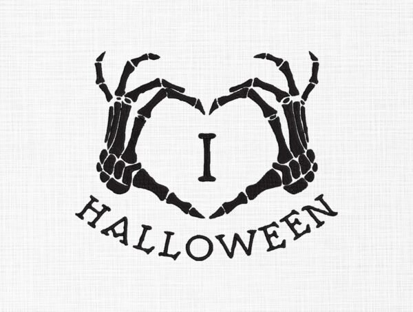 I Love Halloween Embroidery Design - 5 Sizes