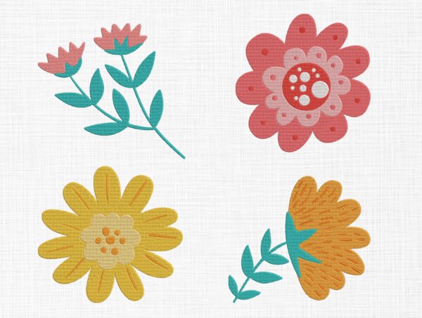 Flowers Bundle Embroidery Design - 5 Sizes
