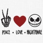 Peace Love Nightmare Embroidery Design - 5 Sizes