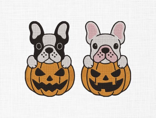 Dog in Pumpkin Embroidery Design - 5 Sizes