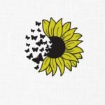 Butterfly Sunflower Embroidery Design - 5 Sizes