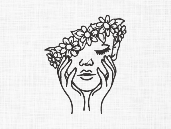 Women Face Embroidery Design - 5 Sizes