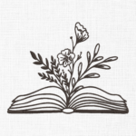 Flowers in Book Embroidery Design - 5 Sizes