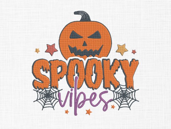 Spooky Vibes Embroidery Design - 5 Sizes