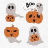 Cute Ghost with Pumpkin Embroidery Design - 5 Sizes