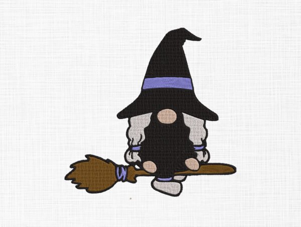Witch Gnome Embroidery Design - 5 Sizes