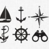 Nautical Elements Embroidery Design - 5 Sizes