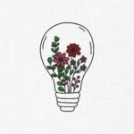 Floral Light Bulb Embroidery Design - 5 Sizes