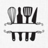 Cutlery Monogram Embroidery Design - 5 Sizes