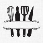 Cutlery Monogram Embroidery Design - 5 Sizes