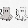 Ghost cat Embroidery Design - 5 Sizes