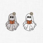 Ghost with book Embroidery Design - 5 Sizes