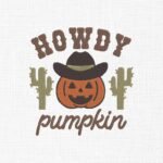 Howdy Pumpkin Embroidery Design - 5 Sizes
