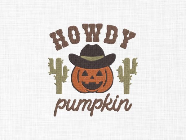 Howdy Pumpkin Embroidery Design - 5 Sizes