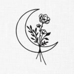Floral Moon Embroidery Design - 5 Sizes