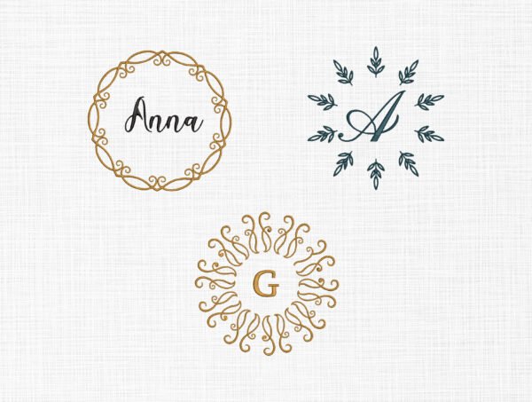 Lace Monogram Embroidery Design - 5 Sizes