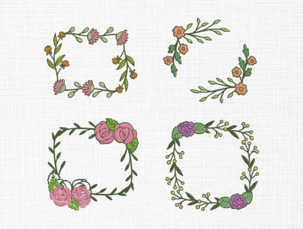 Floral Frames Embroidery Design - 5 Sizes