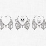 Skull Hand Heart Bundle Embroidery Design - 5 Sizes
