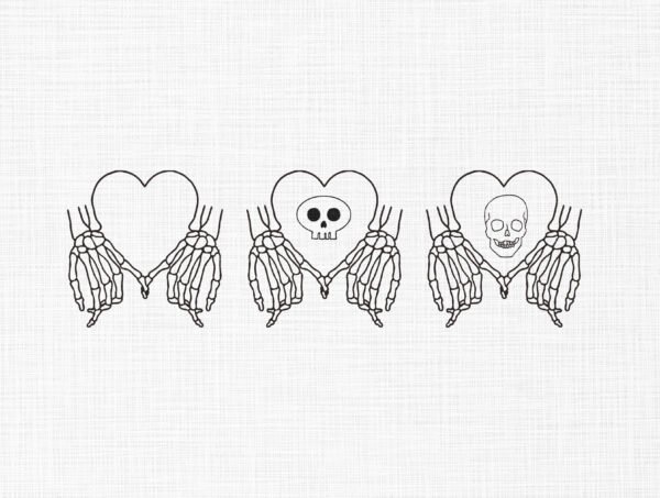 Skull Hand Heart Bundle Embroidery Design - 5 Sizes