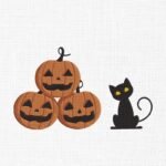 Pumpkin and Cat Embroidery Design - 5 Sizes