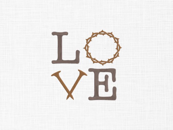 Love Cross Embroidery Design - 5 Sizes