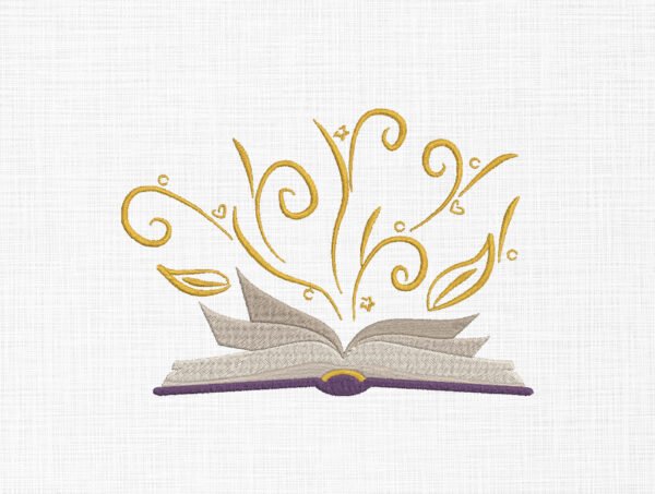 Magical Book Embroidery Design - 5 Sizes