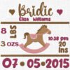 Baby Birth Announcement Toy Template Embroidery - 4 Sizes