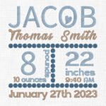 Baby Birth Subway Template Embroidery Design - 5 Sizes