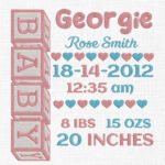 Baby Birth Template Embroidery Design- 5 Sizes