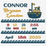 Baby Birth Submarine Template Embroidery Design- 5 Sizes