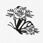 Floral Butterfly Silhouette Embroidery Design - 5 Sizes