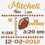 Baby Birth Football Template Embroidery Design- 5 Sizes