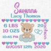 Baby Birth Teddy Template Embroidery Design- 5 Sizes