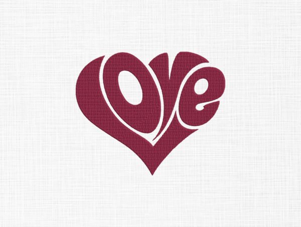Love Heart Embroidery Design - 5 Sizes
