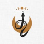 Celestial Snake On Moon Embroidery Design - 5 Sizes