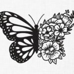 Floral Butterfly Embroidery Design - 5 Sizes