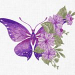 Floral Butterfly Embroidery Design - 5 Sizes