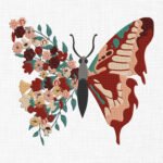 Floral Butterfly Embroidery Design - 5 Sizes