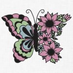 Floral Butterfly Embroidery Design - 4 Sizes