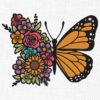Floral Monarch Butterfly Embroidery Design - 4 Sizes