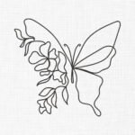 Butterfly Line art Embroidery Design - 6 Sizes