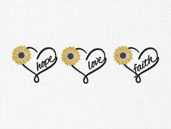 Hope Love Faith Embroidery Design - 5 Sizes