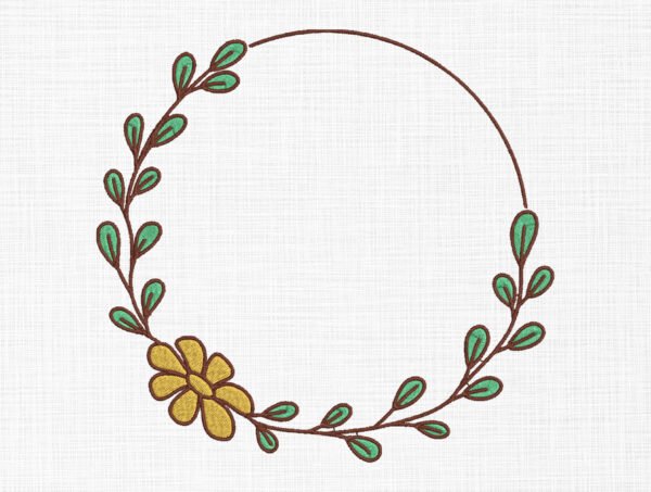 Flower Wreath Embroidery Design - 5 Sizes