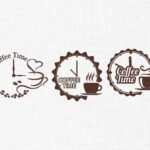 Coffee Time Clock Bundle Embroidery Design - 5 Sizes