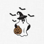 Ghost Boo With Pumpkin Embroidery Design - 5 Sizes