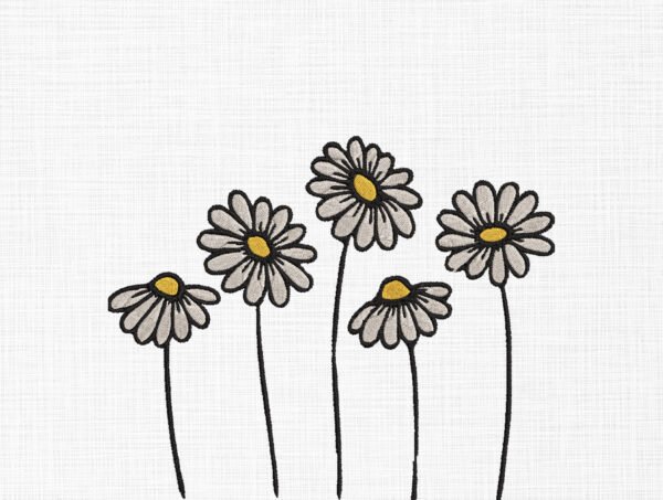 Daisy Flowers Embroidery Design - 5 Sizes