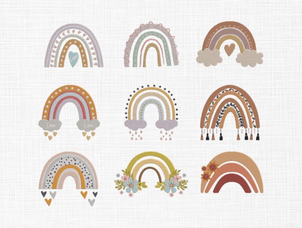 Boho Rainbow Bundle Embroidery Design - 5 Sizes