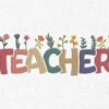 Floral Teacher Embroidery Design - 5 Sizes