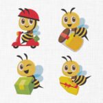 Cute Bee Bundle Embroidery Design - 5 Sizes